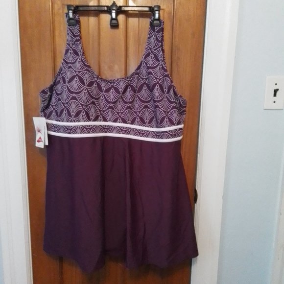 Blair Swim Plus Size One Piece Skirted Swimsuit Purple With Shell